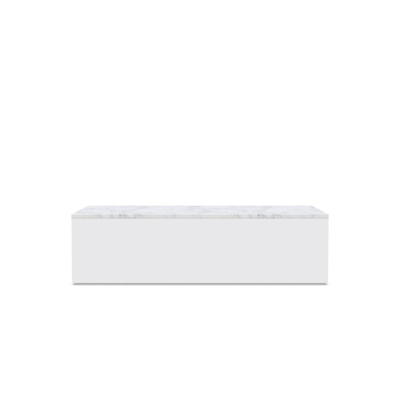 Porto Aluminum Coffee Table, Honed Carrara