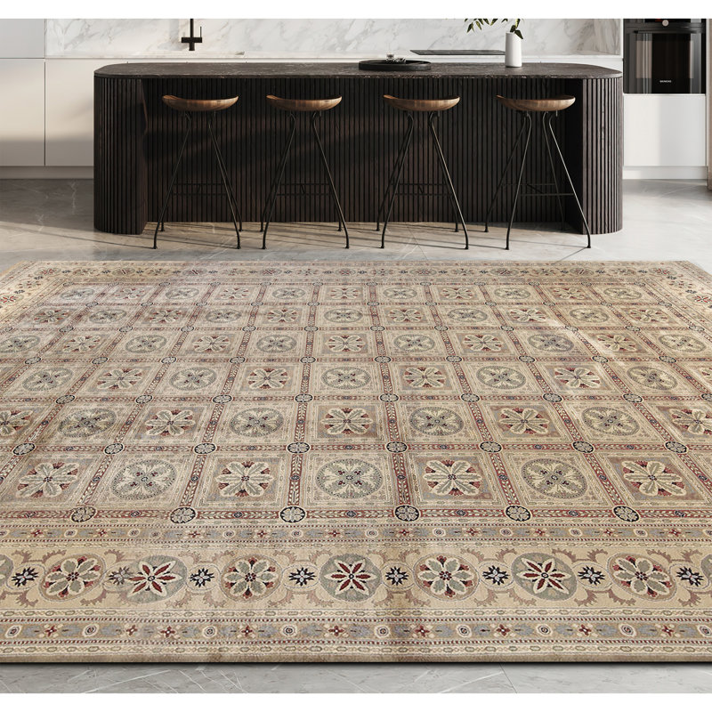 Tapis beige noué à la main de haute qualité