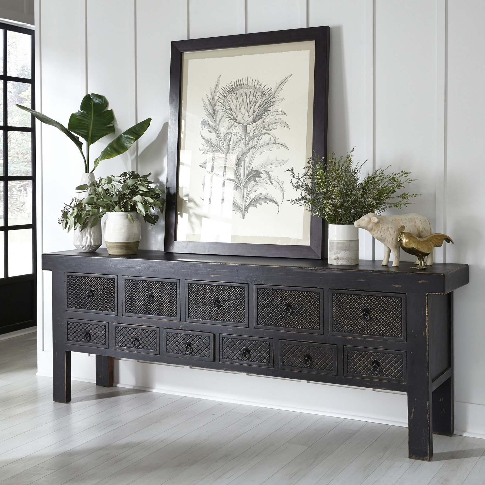 Lahey 93'' Solid Wood Console Table, Black