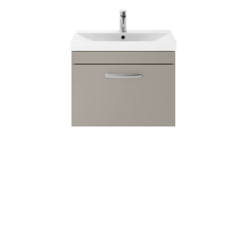 Athena 610mm Single Bathroom Vanity with Integrated Vitreous China Basin, Grey