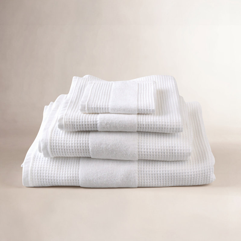 6-Piece Turkish Waffle Cotton Towel Set, White
