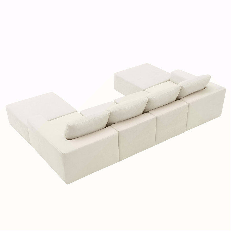 Canapé modulaire en forme de U 110 * 72 "avec repose-pieds, canapé de luxe en chenille nuage avec siège profond, aucun assemblage requis, canapé rembourré entièrement compressé pour le salon, la chambre à coucher, 3 couleurs