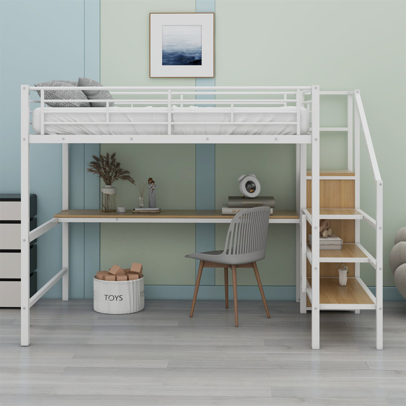 Kids Full Loft Bed, White Duplicate