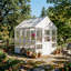 Serre en bois robuste avec panneaux en polycarbonate et évent de toit réglable - maison de jardin toute saison