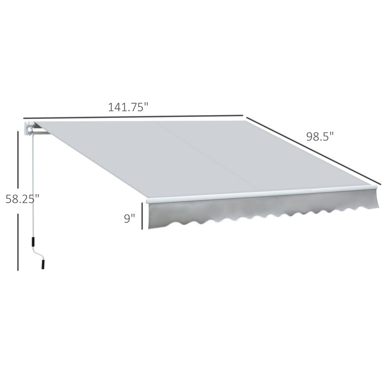 Retractable Awning Patio Awnings Sun Shade Shelter with Manual Crank Handle, 0.2" H x 8.2" W x 11.8" D, Gray, Solid Color