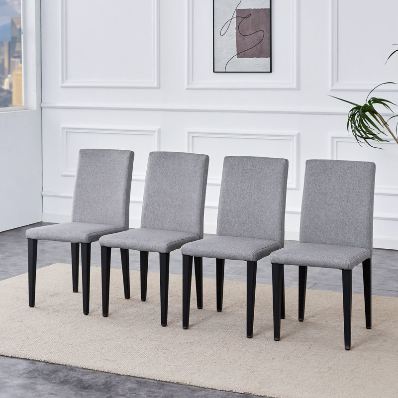 Anirvin 35.4'' H Upholstered Side Chair (Available in Linen or PU Material), Black, 4