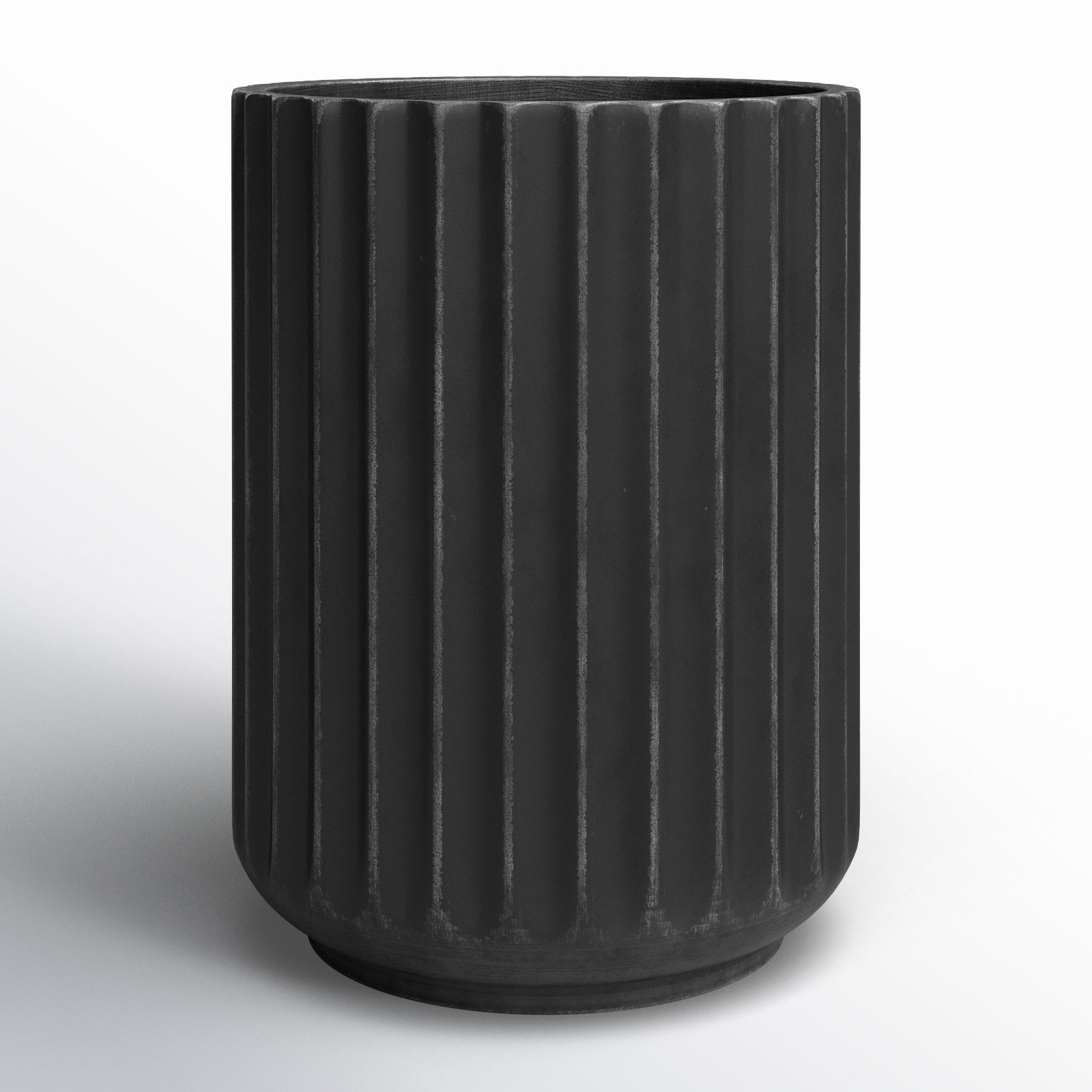 Allenville Fiberstone Planter, Black, 16" H x 12" W x 12" D