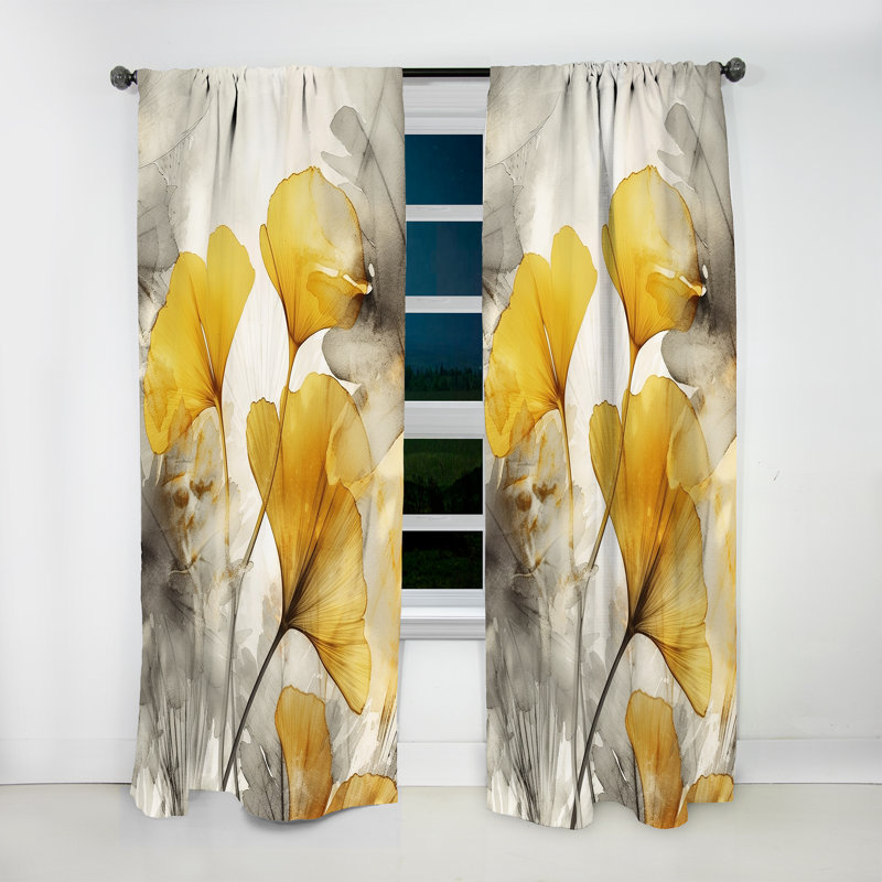 Palmier Tropical Ginkgo Artwork III - Rideau palmiers - Velours obscurcissant - 1 panneau, L 52 po x L 90 po