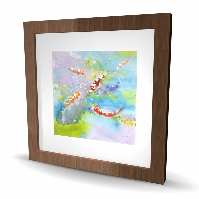 Four Koi Fish Swimming - Blue Aquatic Print for Home Decor