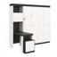 Lit escamotable double avec bureau, tablettes et armoires de rangement, blanc