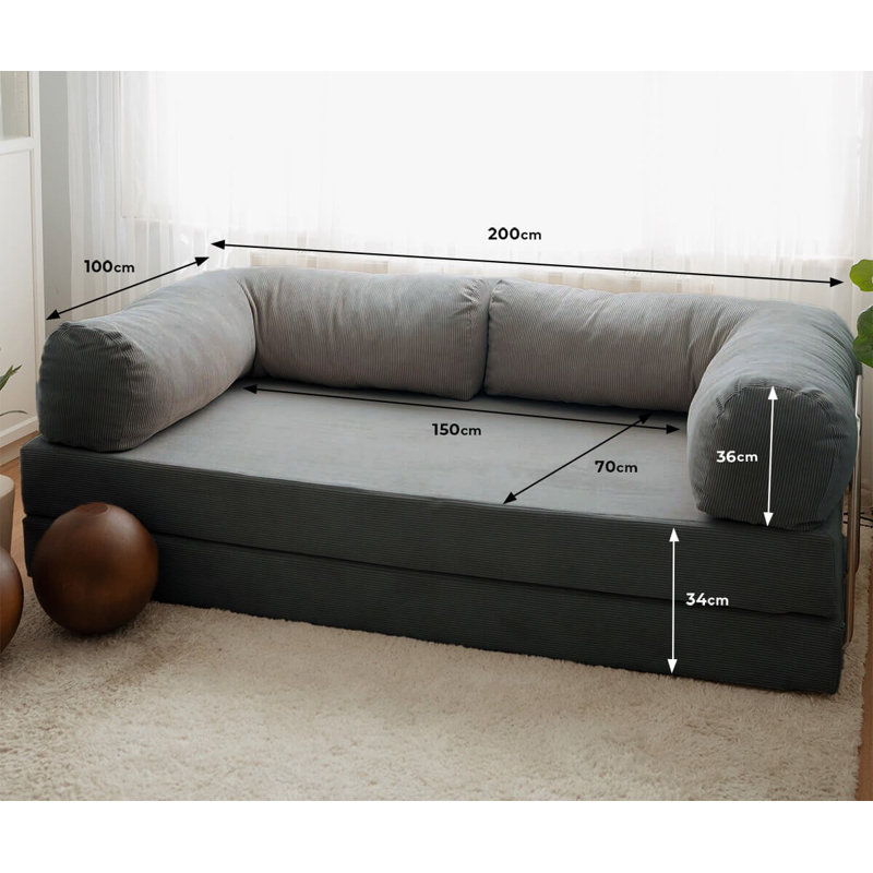 Canapé-lit 3 places, Anthracite, 3, H 39,37 po x l 27,56 po x P 78,74 po