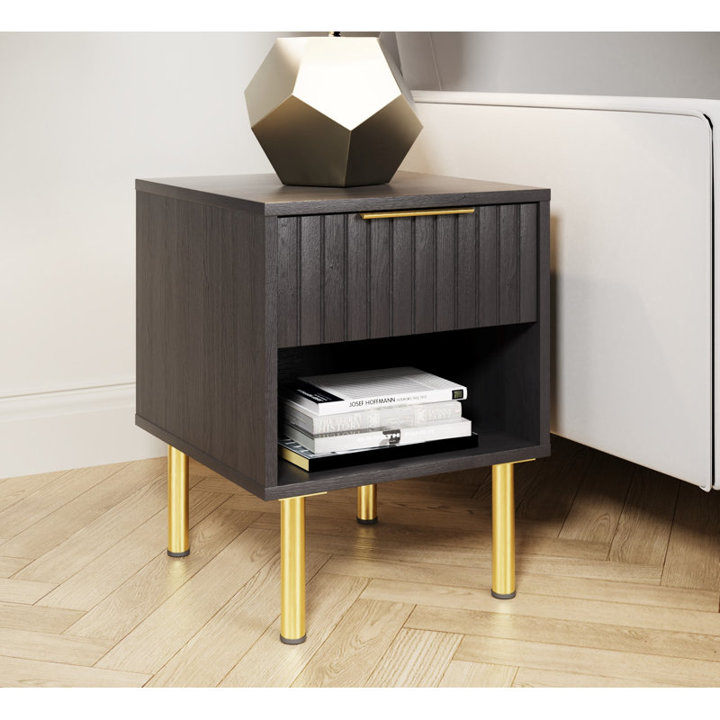 Nervata Living End Table, Black, Gold