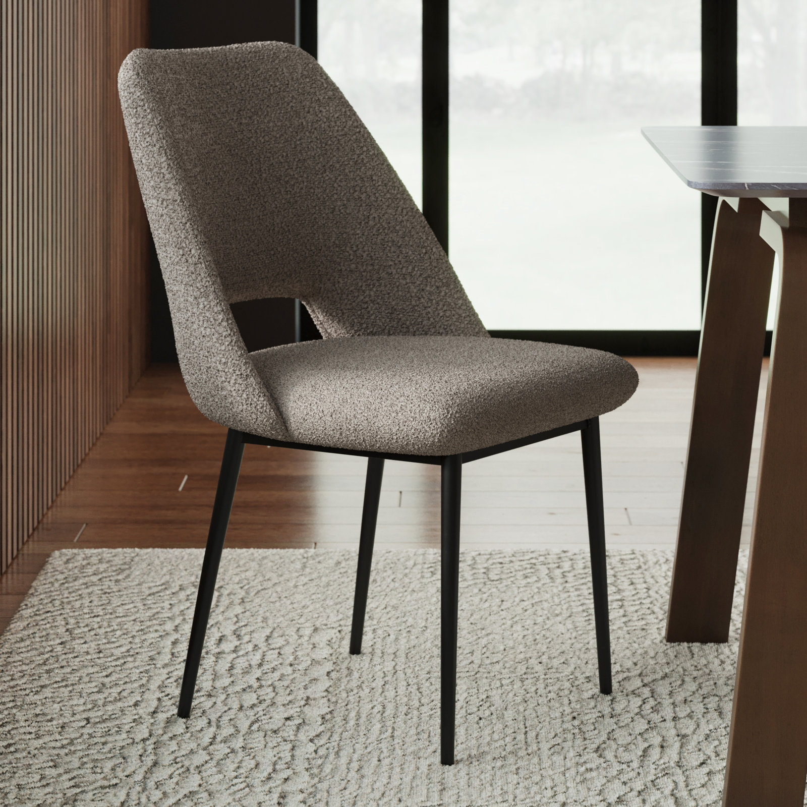 Valdez Dining Chair, Gray Boucle