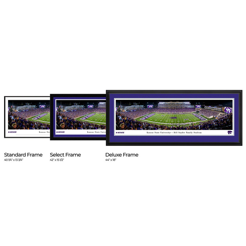 Impression panoramique du Kansas State Football, H 18 po x l 44 po x P 1,125 po, Cadre noir