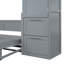 Grand lit escamotable mural avec placard et tiroirs, grand lit, gris