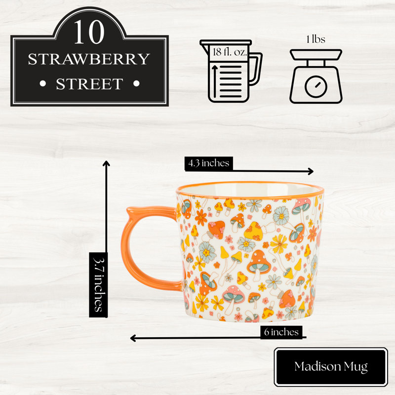 10 grandes tasses Madison Street, champignon rétro