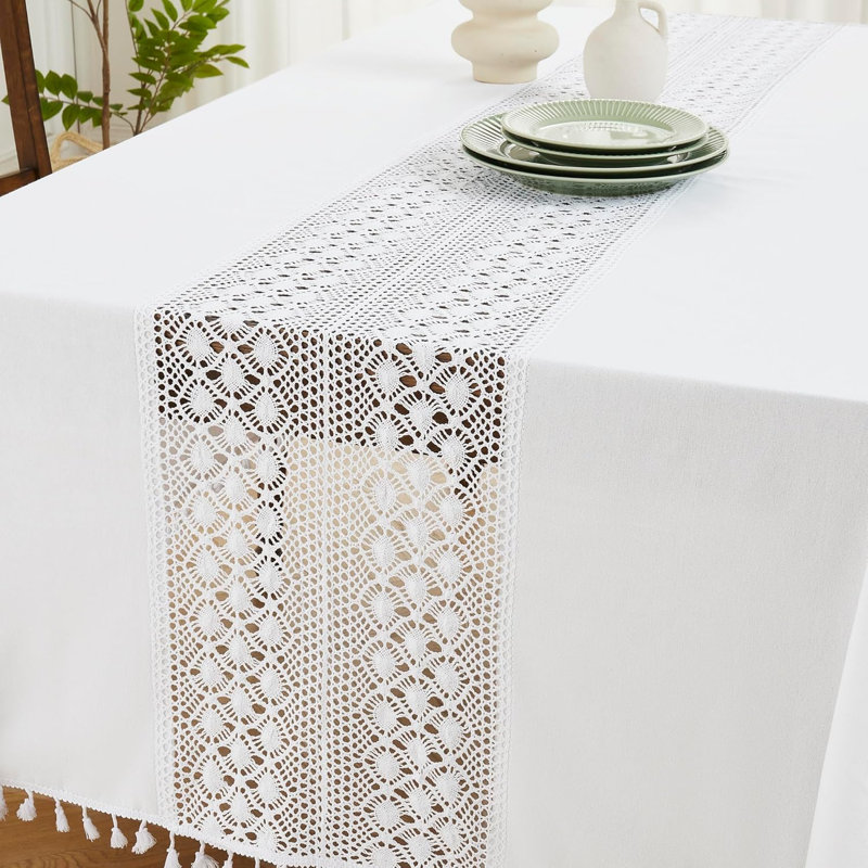 Nappe lourde en coton avec crochets rectangulaires, Blanc, L 104 po x l 70 po