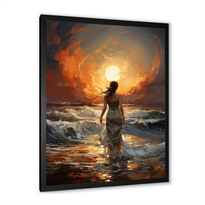 Costal Woman Sunset - impression, Cadre photo noir, H 20 po x l 12 po x P 1 po