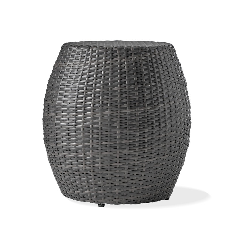 Outdoor Wicker Patio Side Table, Gray