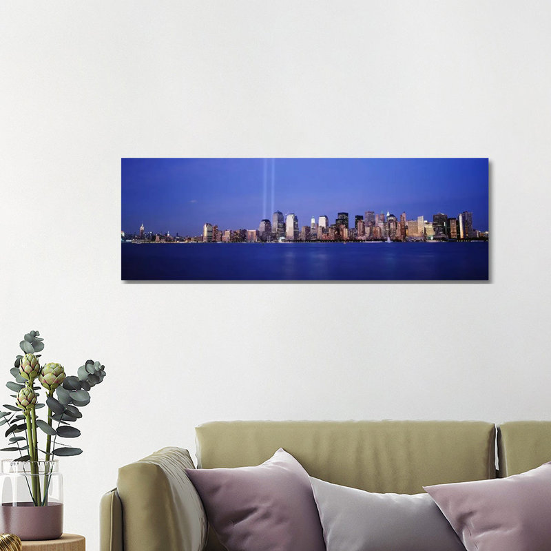 Tribute In Light, World Trade Center, Lower Manhattan, Manhattan - Wrapped Canvas Panoramic Print
