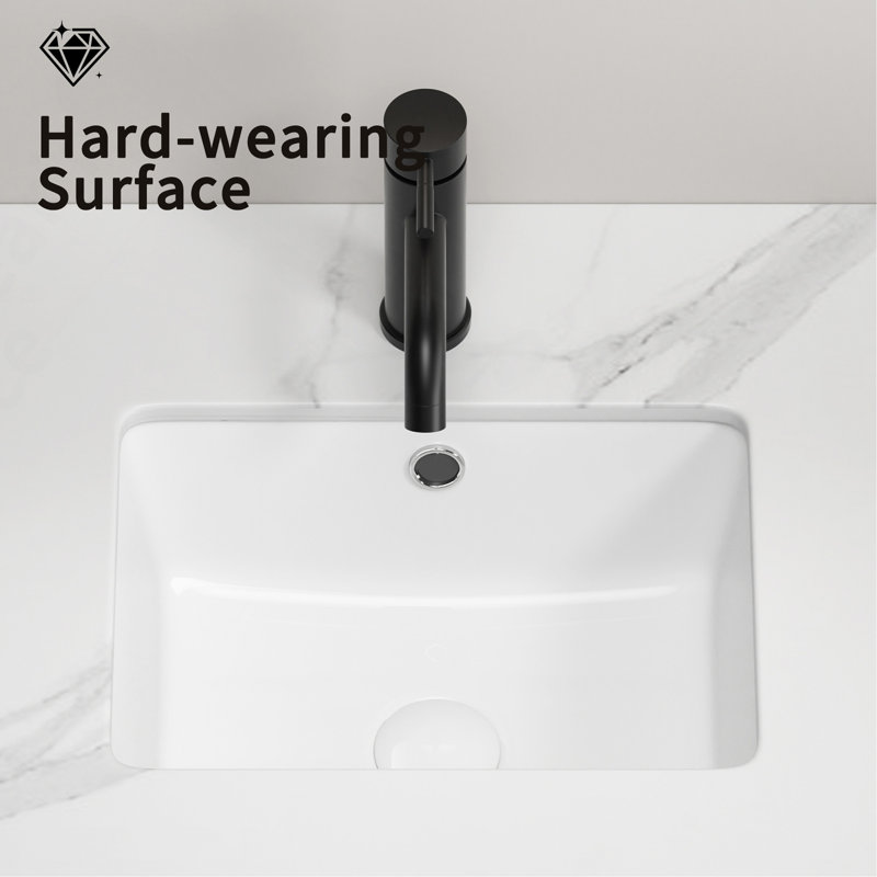 16 Inch Rectangle Undermount Bathroom Sink Under Counter Vanity Sink Opening Size White Porcelain Basin Sink Para Baños
