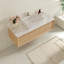 Meuble-lavabo mural de 91 cm avec lavabo, meuble suspendu moderne avec 2 tiroirs de rangement, lavabo rectangulaire blanc et meuble préassemblé, fini bois naturel-133009943