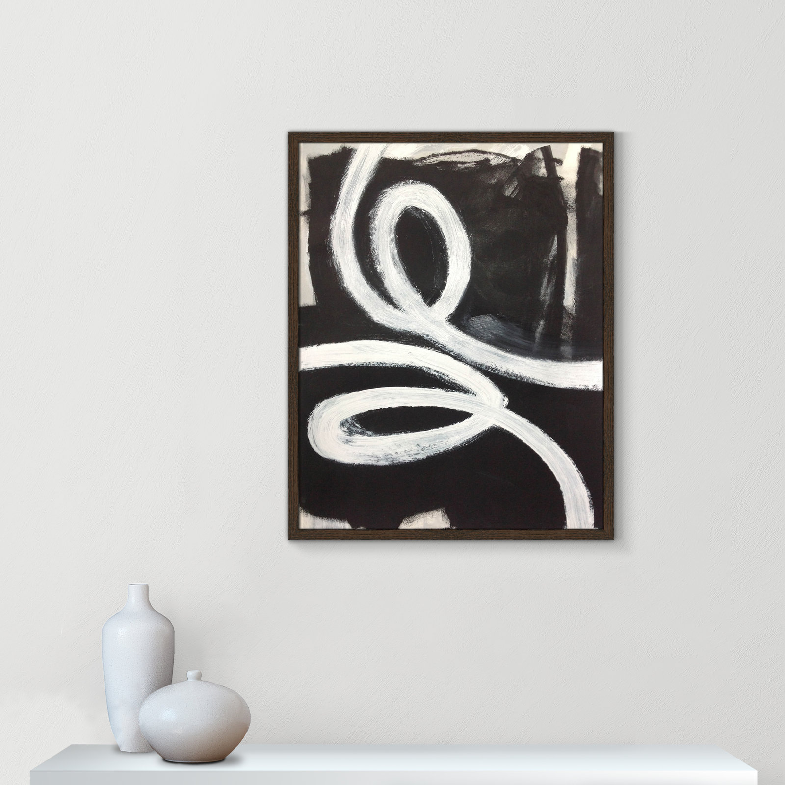 Swirly Swirls I Print, 29.5" H x 23.5" W x 0.75" D, Walnut Slim Unmatted Picture Framed