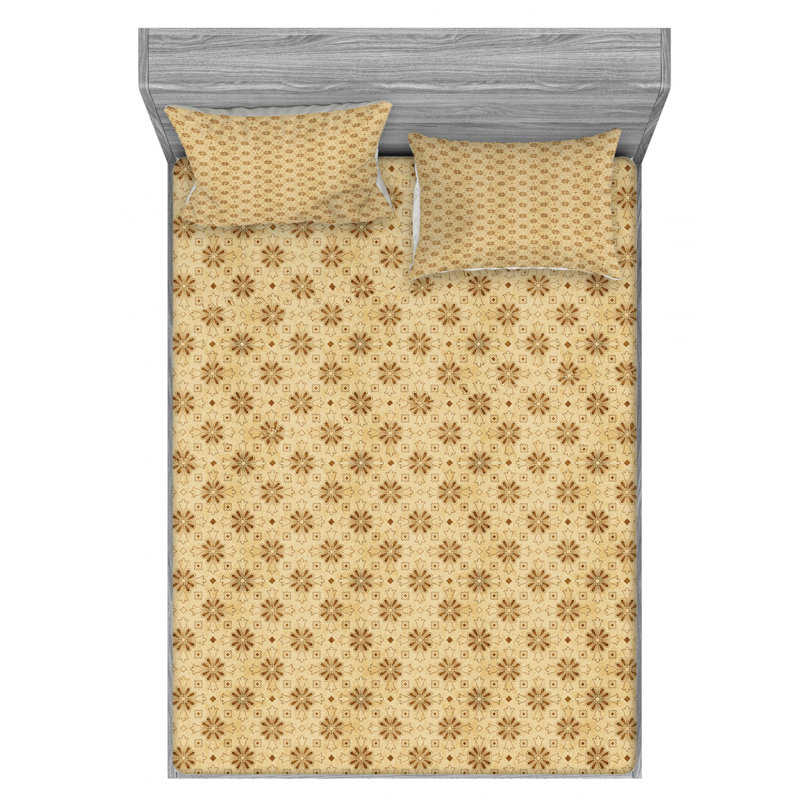 Microfiber Geometric Sheet Set, Full Sheet Set with Fitted Sheet