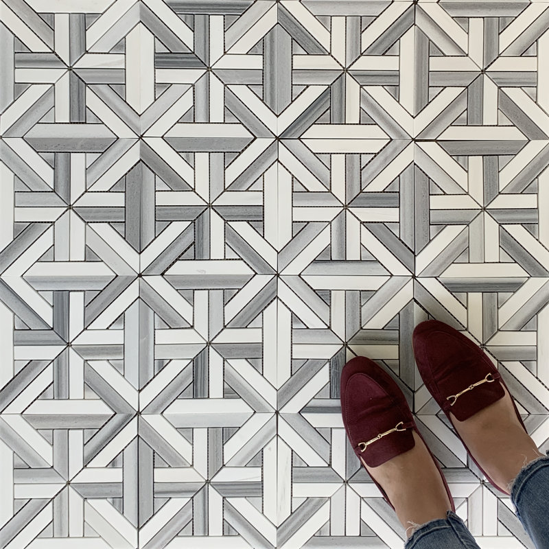 Carreau de mosaïque en marbre 8 po x 8 po, Dolomite / Équateur
