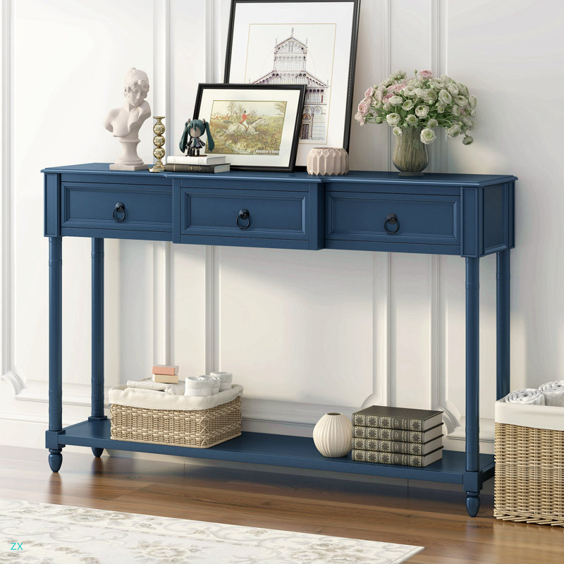Console Console avec tiroirs pour le vestibule et tiroirs, Marine antique