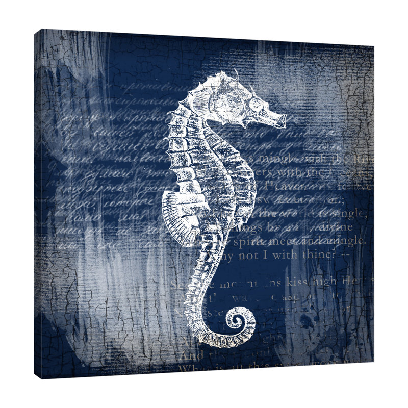 Lula Bijoux Studio Sea Horse On Blue - Wrapped Canvas Print, 48" H x 32" W x 1.5" D