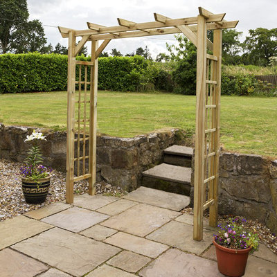 Hinsdale 210cm W x 72cm D Solid Wood Arbour in Natural