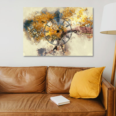 Horloge murale élégante 19,7 po x 27,6 po | Face 100% coton, structure 100% bois (épaisseur: 1,2 po) | Sans PVC, fonctionne avec 1 pile AA | Parfait pour le salon, la cuisine et le bureau