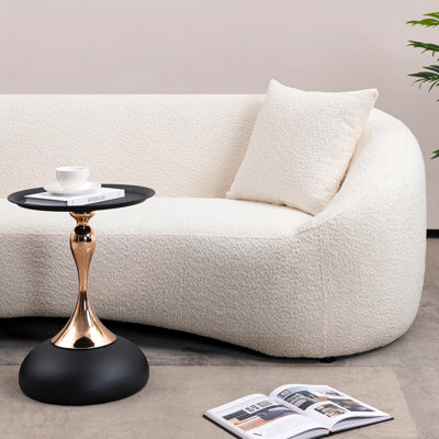 Canapé 93,31 po Minimalist Curved, 3 places, blanc, rembourré Boucle