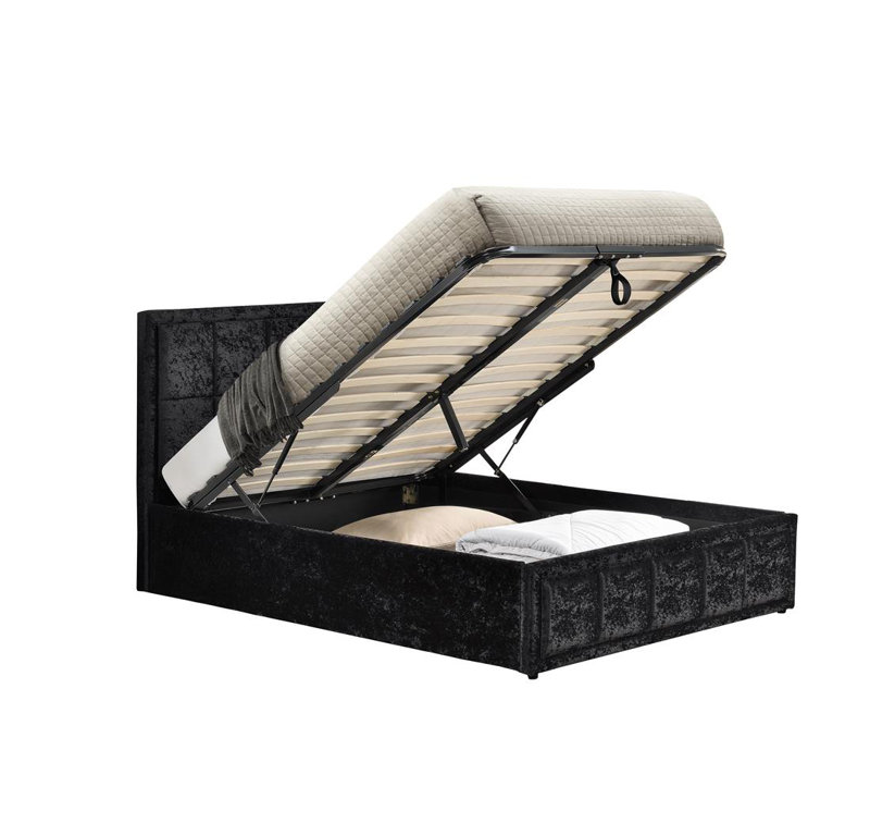 Aween Upholstered Ottoman Bed, Small Double (4'), Black