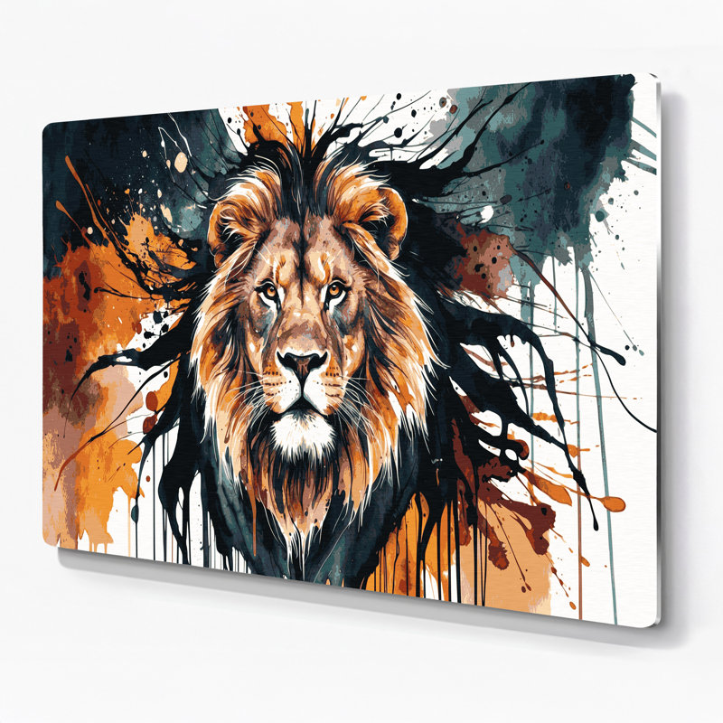 Art mural en métal, faune, lion asiatique, H 11 po x l 14 po