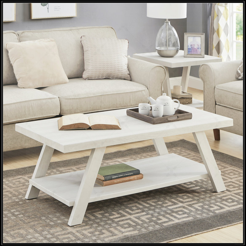 Coffee Table, White, White