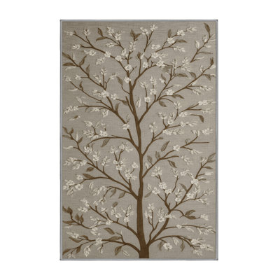 Tapis gris botanique lavable à la machine