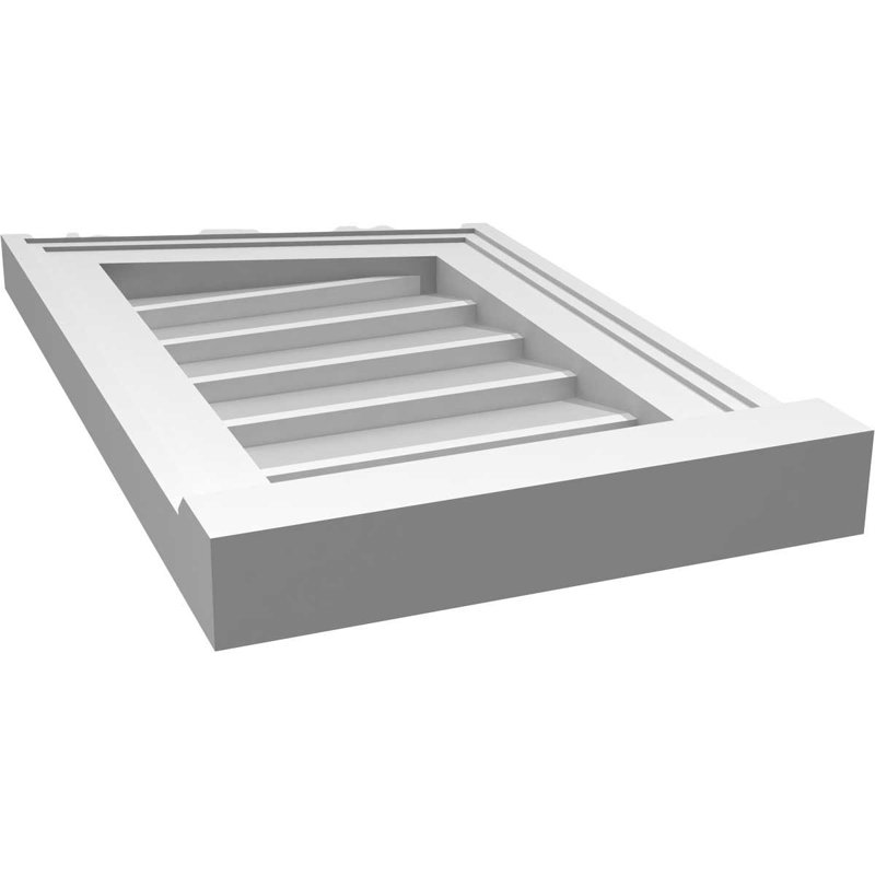 Half Peaked Right Surface Mount Signature Urethane Non-Functional Gable Vent 4/12 Pitch Primed Tan, 4/12