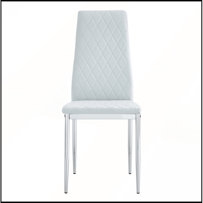 Ensemble de 6 chaises de salle à manger de style moderne avec matériau en polyuréthane, Gris clair, argent