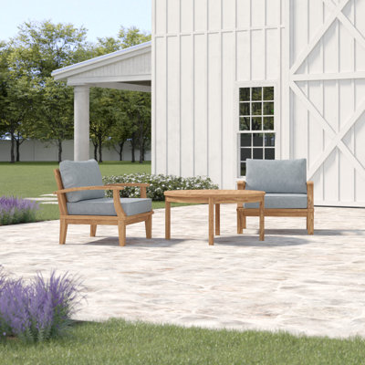 Forkland 3 Piece Teak Seating Group with Cushions