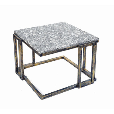 Support pour plante en marbre granit noir / doré 14,5 po