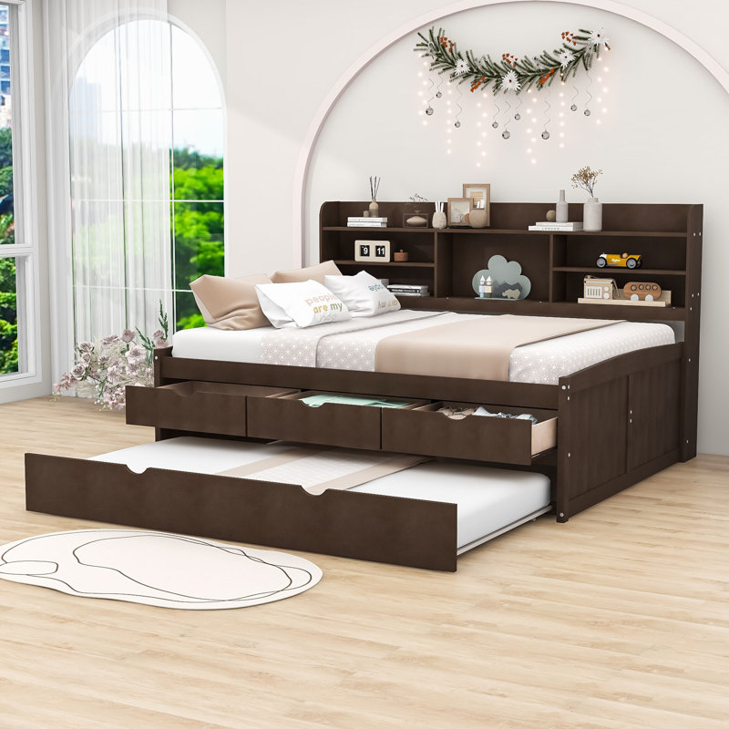 Lit plateforme avec rangement Vihaan, Gris antique