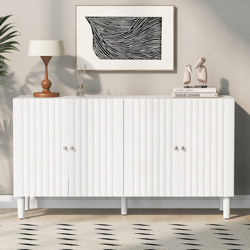 Rehaussez votre intérieur avec l'élégant buffet à quatre portes, Blanc