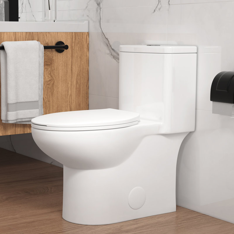 One-Piece Toilet 12" Rough-In, Elongated Bowl 1.1/1.6 GPF Dual Flush in White