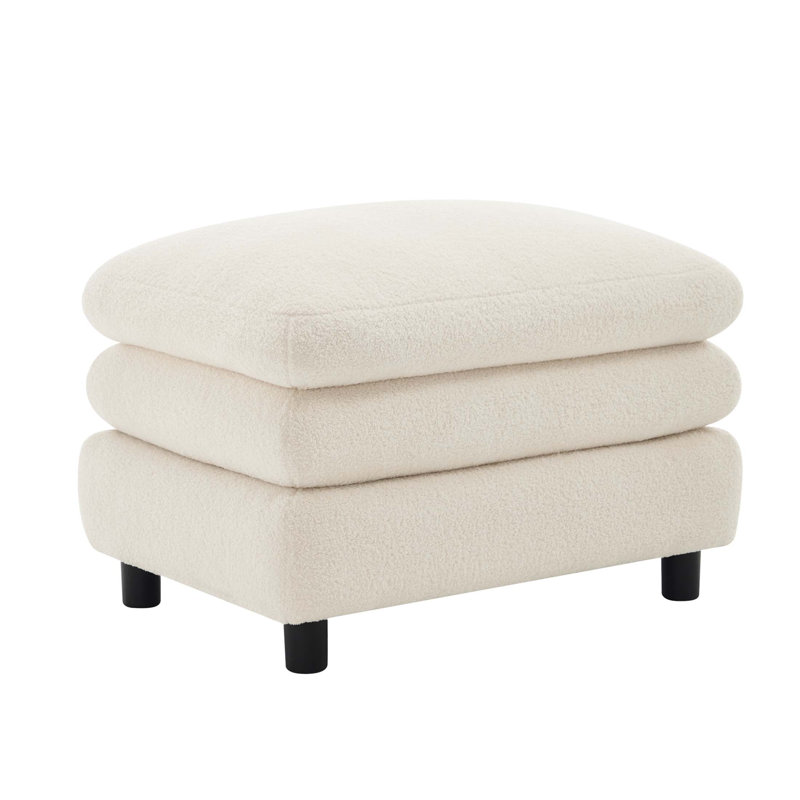 Vitoria Curved Ottoman Teddy Fabric - Soft, Supportive, And Elegant For Comfort And Versatility, Beige White
