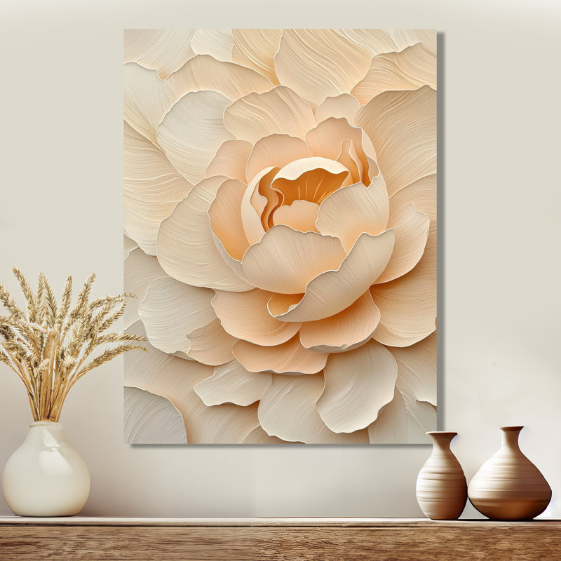 Blush Of Dawn Beige Peony II - Floral Metal Wall Decor, Peony Metal Print, 20" H x 12" W x 0.84" D