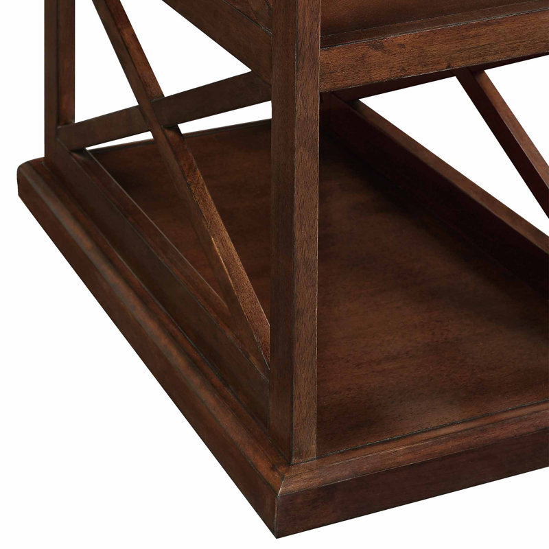 Arthella 24" Chairside End Table with Storage, Espresso Top/Espresso Base