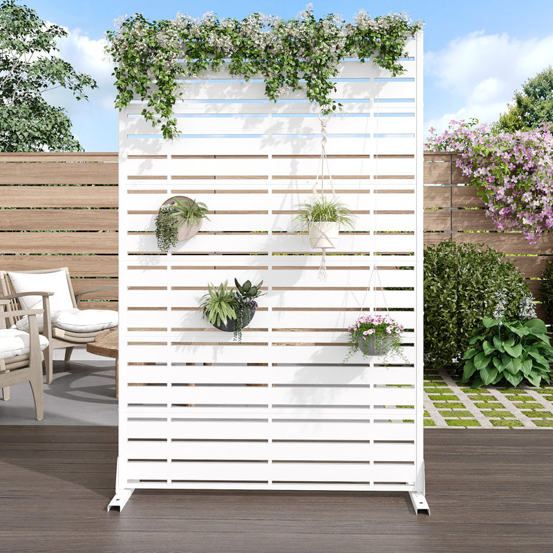 72"x 47" Outdoor Metal Privacy Screen, White