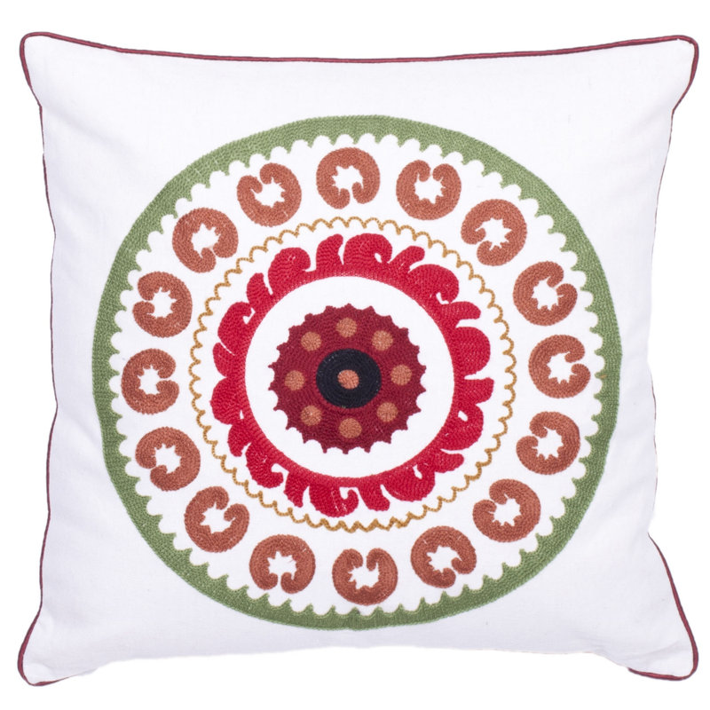 Square Cotton Pillow Cover & Insert, Jasmine Red